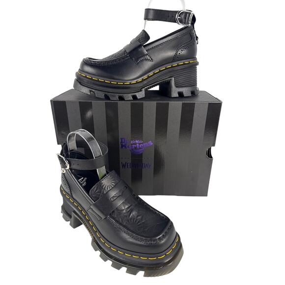 Dr. Martens Shoes - Dr. Martens Wednesday Adams Corran Loafers Womens 7 Black Leather EU38
